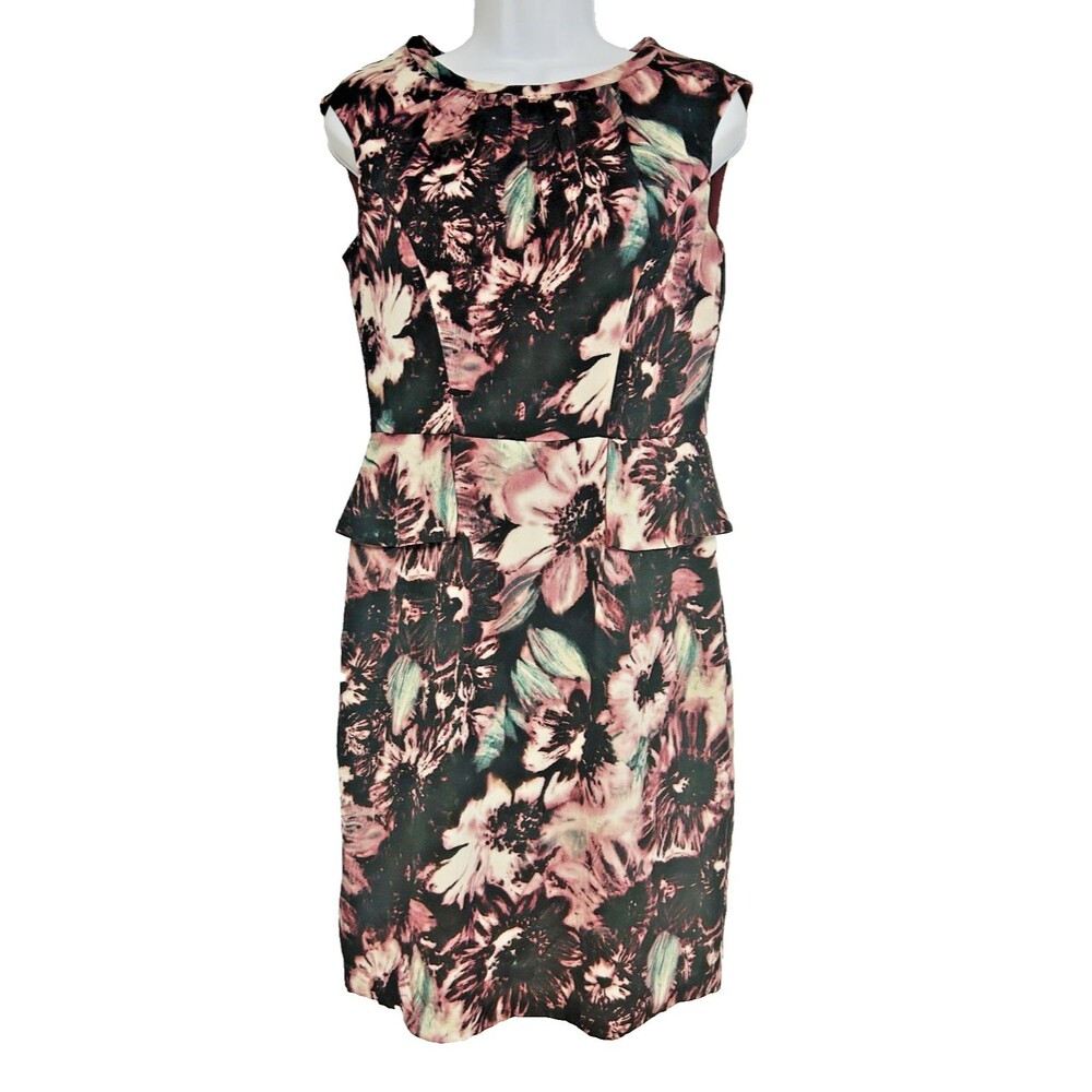 VTG Donna Ricco New York Women's Size 4 Dress SILK Peplum Dark Floral Whimsigoth